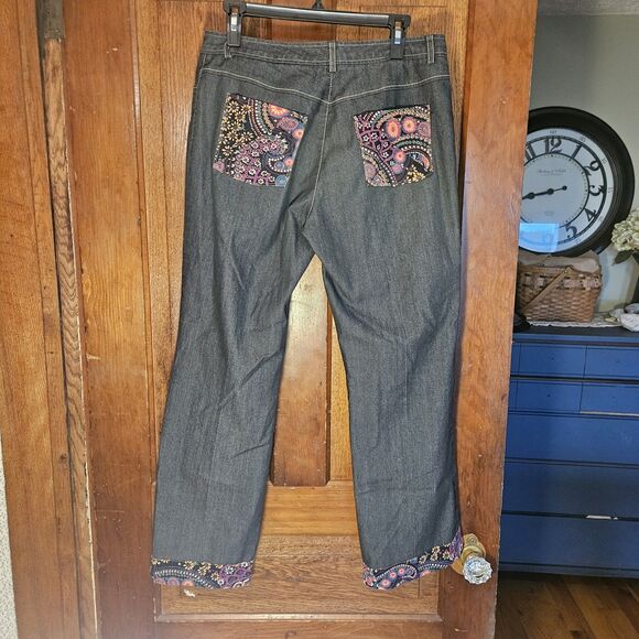 Kenneth Cole Flower Trim Pleated Pocket Jeans Women's Size W32 - Picture 1 of 7